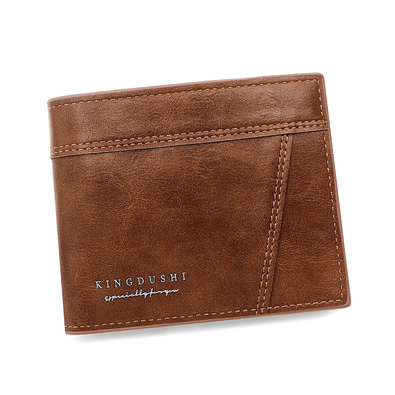 Men's Short Patchwork Hinge Multiple Slots Pocket Men's Wallets