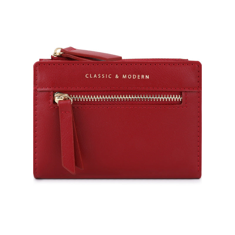 Women's Zipper Folding Short High Sense Design Ladies Wallet