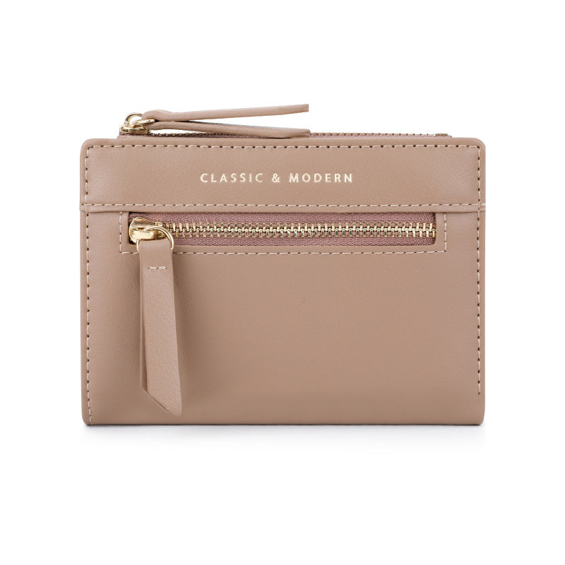 Women's Zipper Folding Short High Sense Design Ladies Wallet