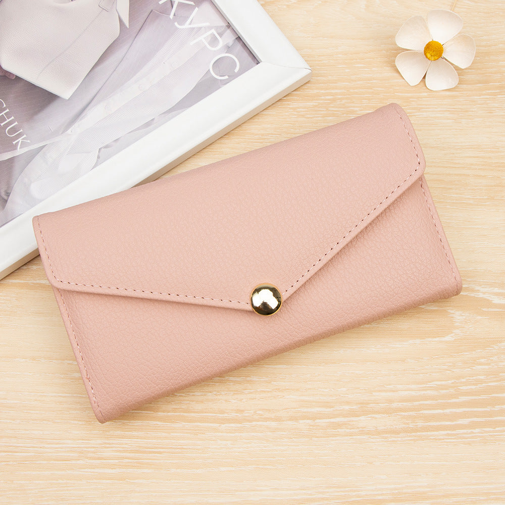 Women's Fashion Magnetic Snap Long Clutch Imitation Leather Multiple Slots Large Ladies Wallet