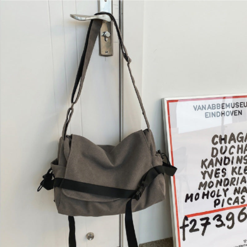 Women's & Men's Korean Style Idle Large Capacity Canvas Solid Bags