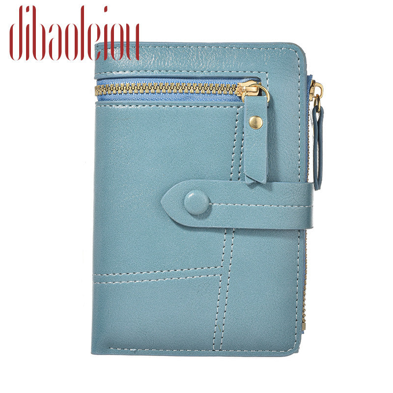 Women's Fashion Short Leather Zipper Folding Coin Purses