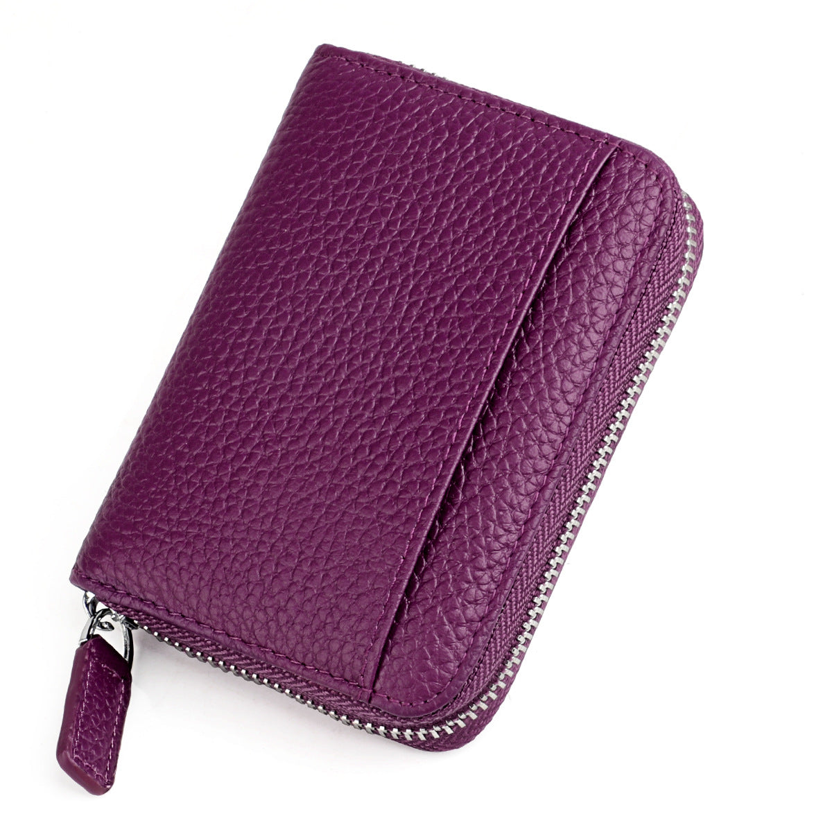 Women's & Men's & Leather Expanding Swiping Zipper Change Card Holder