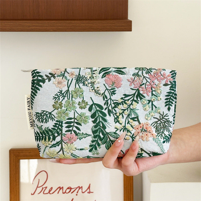 Vintage Flowers Branches Leaves Large Storage Hand-held Portable Makeup Bag