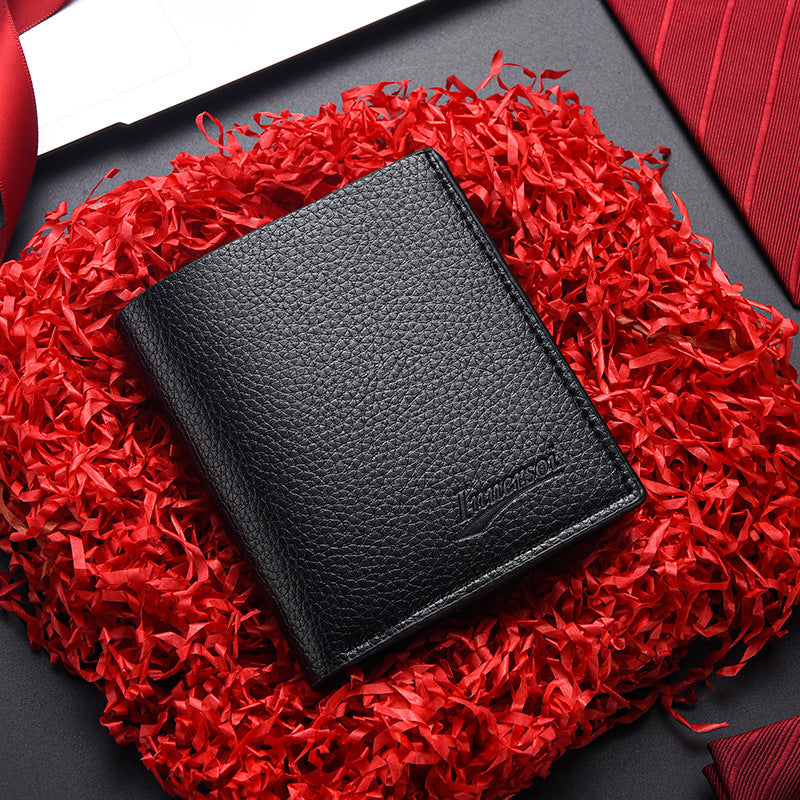 Men's Business Fashion Simple Lychee Pattern Thin Men's Wallets