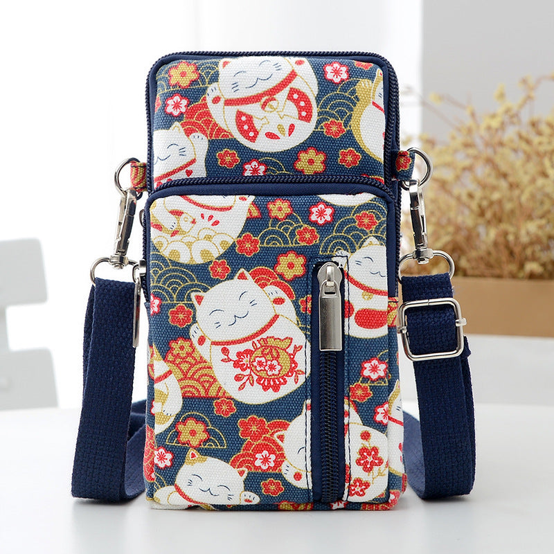 Women's Style Mobile Canvas Large Screen Vertical Phone Bags