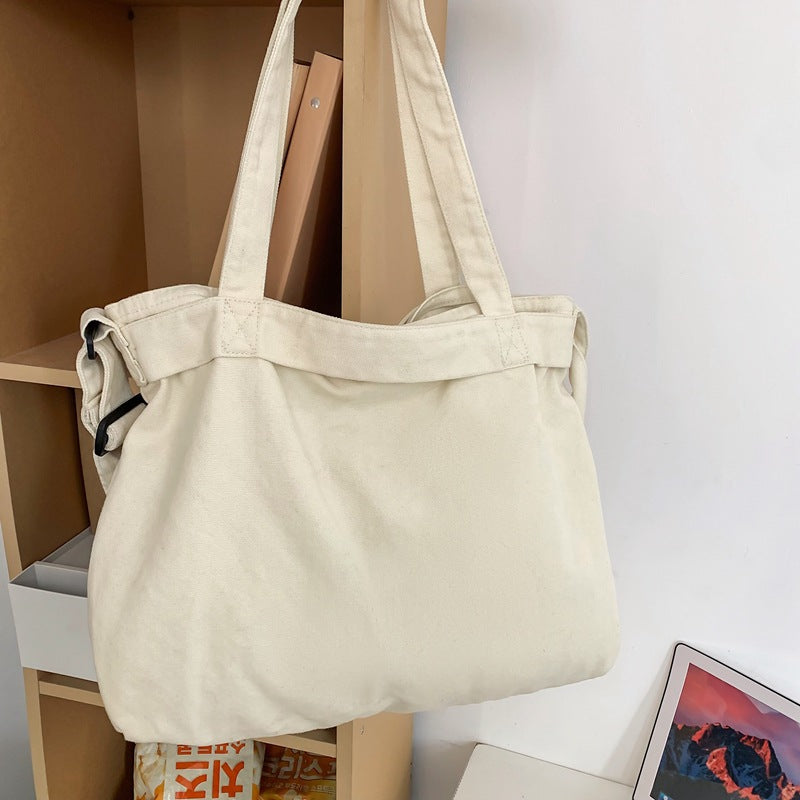 Women's & Men's Large Capacity Washed Canvas Leisure Literary Women's Shoulder Bag