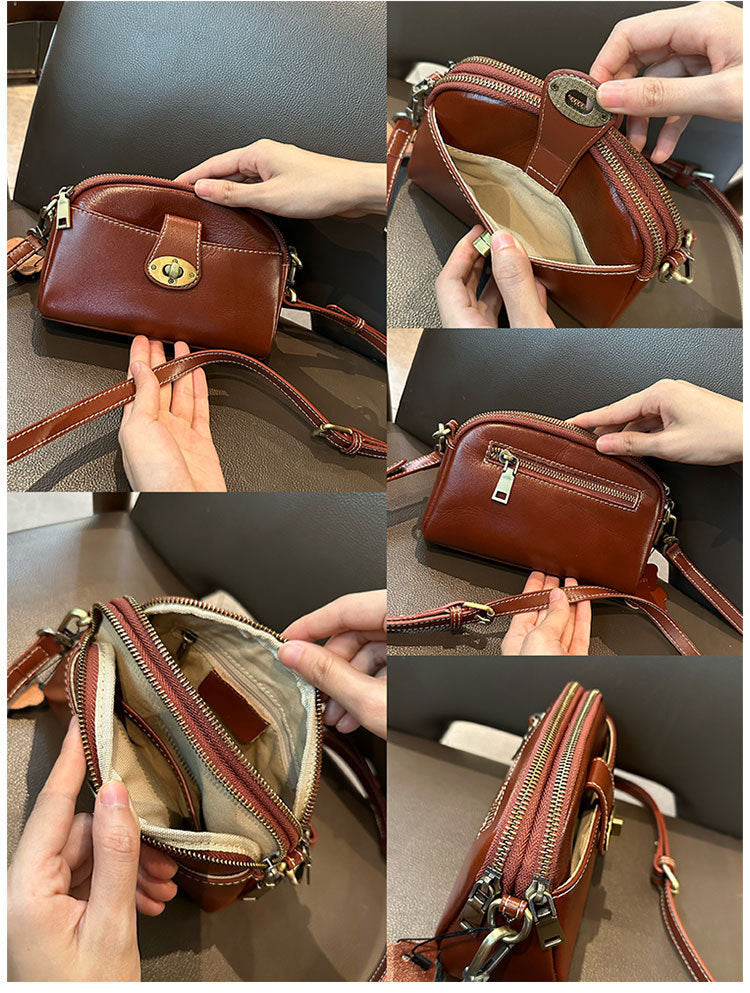 Women's Mother's Genuine Leather Mobile Mini Popular Shoulder Bags