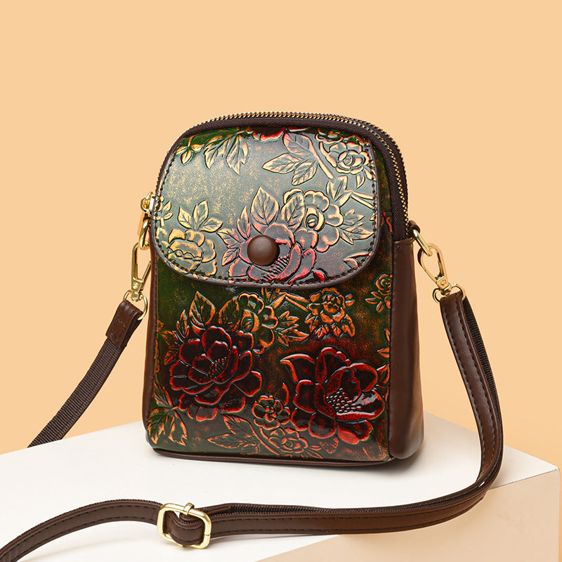 Women's Autumn Fashion Mobile National Style Literary Vertical Phone Bags