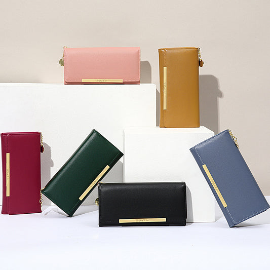 Women's Korean Long Solid Color Two-fold Super Purses
