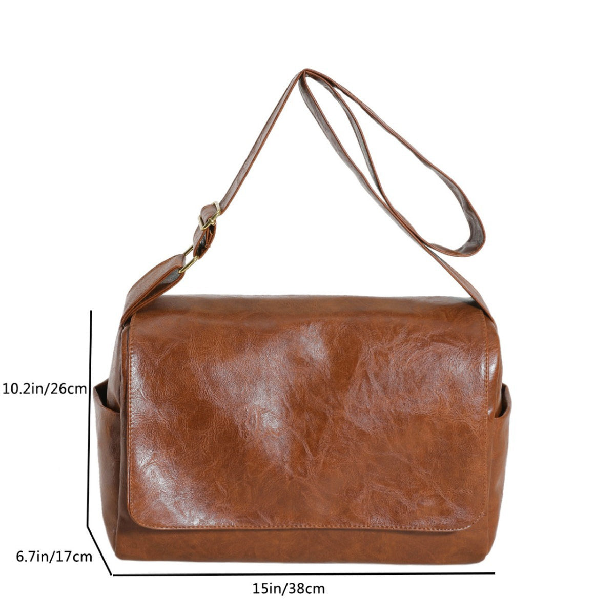 Design Retro Oil Wax Bright Noodle Simplicity Large Capacity Women's Messenger Bag