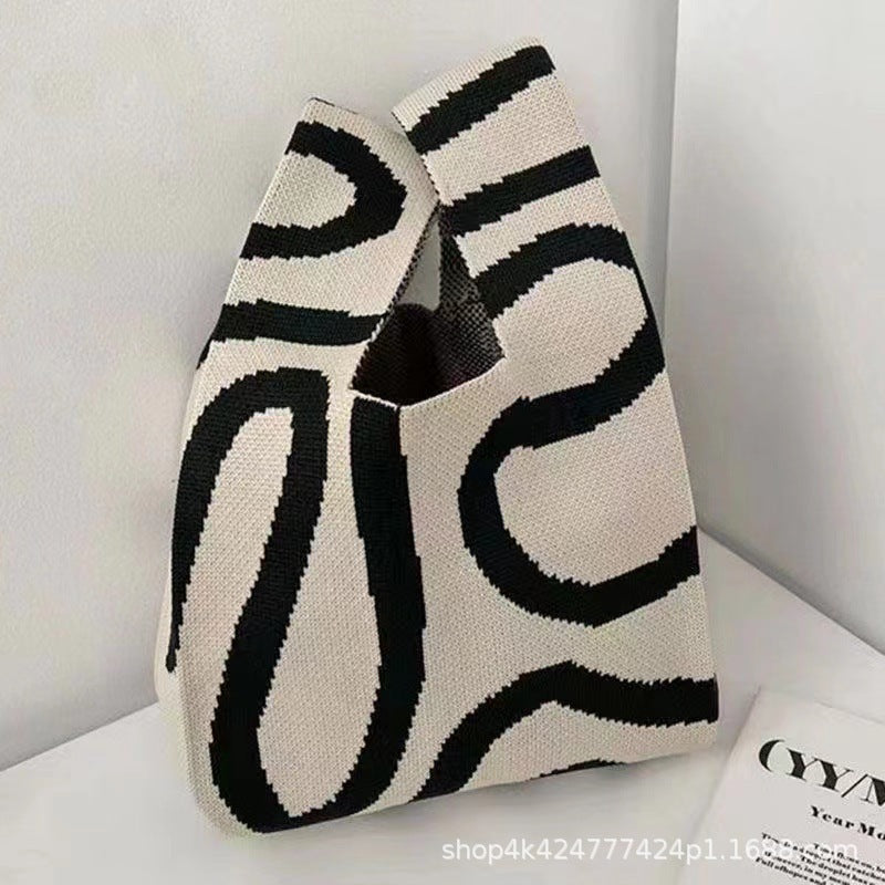 Women's Capacity Striped Knitted Portable Out Bags