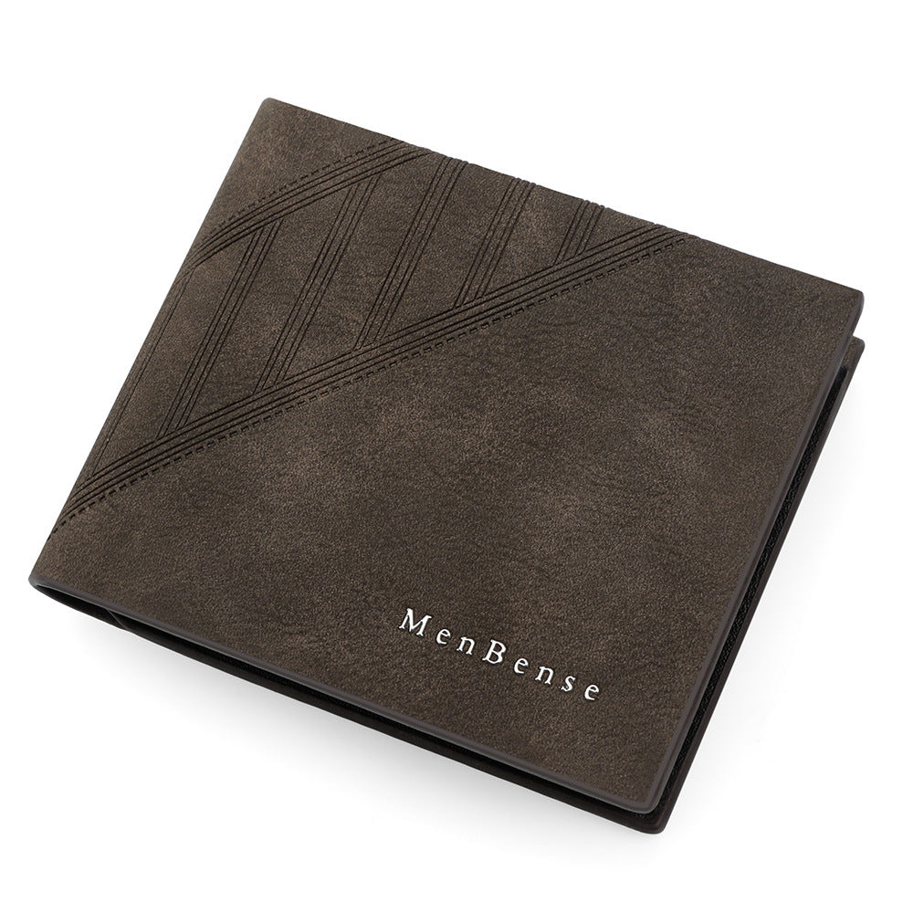 Men's Fashion Embossed Short Dark Line Hinge Men's Wallet