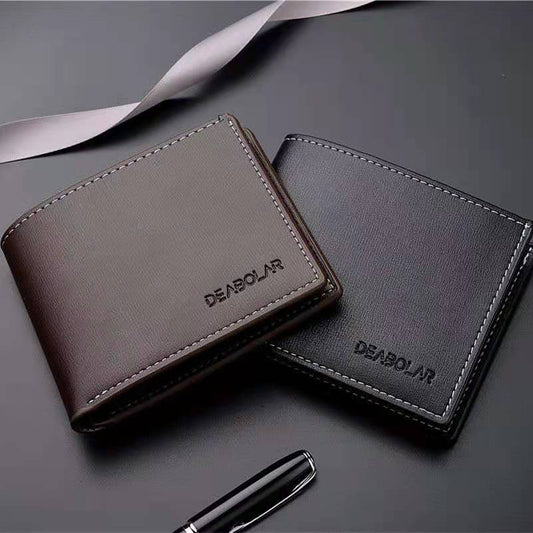 Men's Soft Leather Two Fold Korean Open Men's Wallets