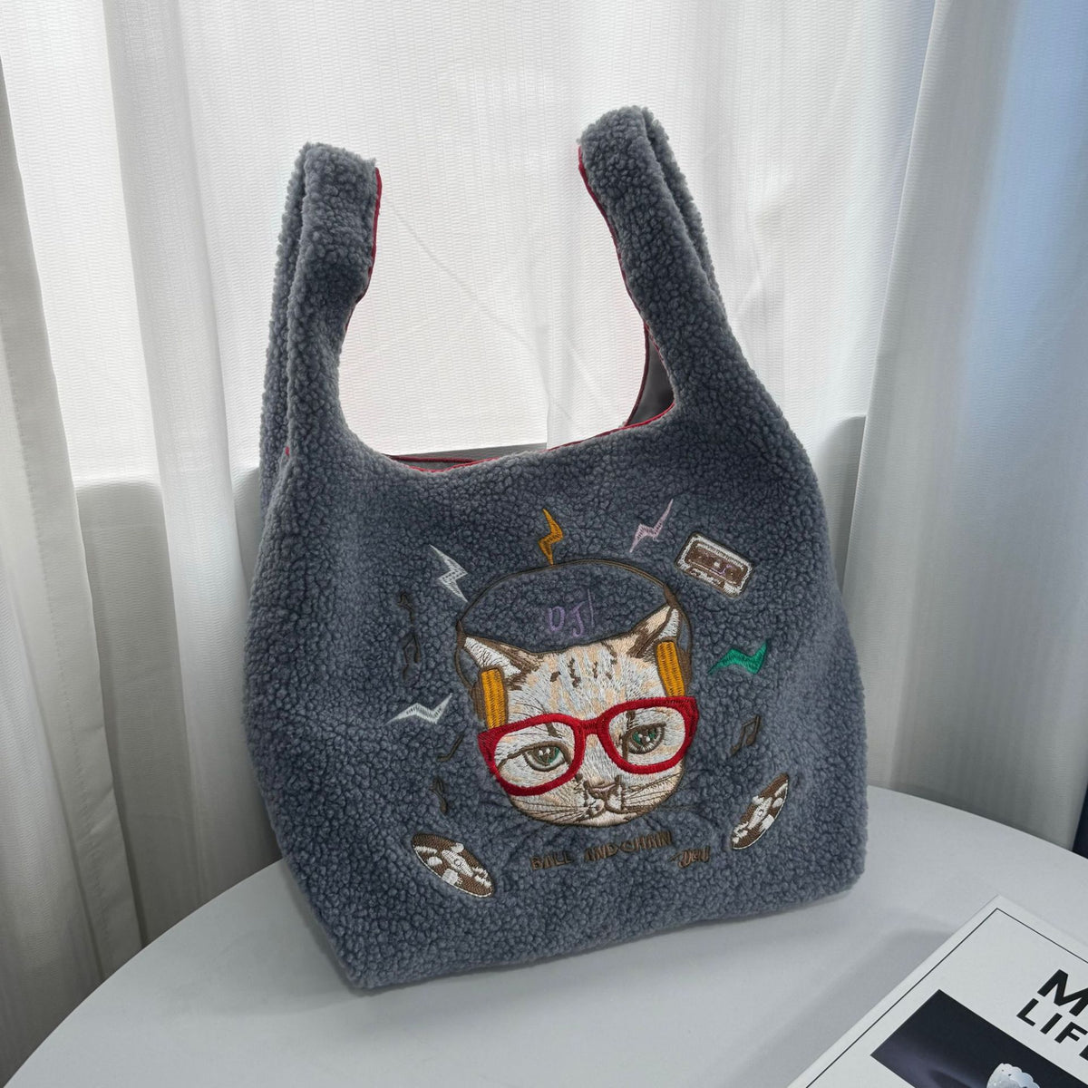 Embroidered Plush Green Shopping Simple Commute Women's Shoulder Bag