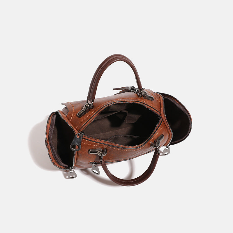 Women's Fashion Soft Leather Boston Pillow Simple Women's Shoulder Bag