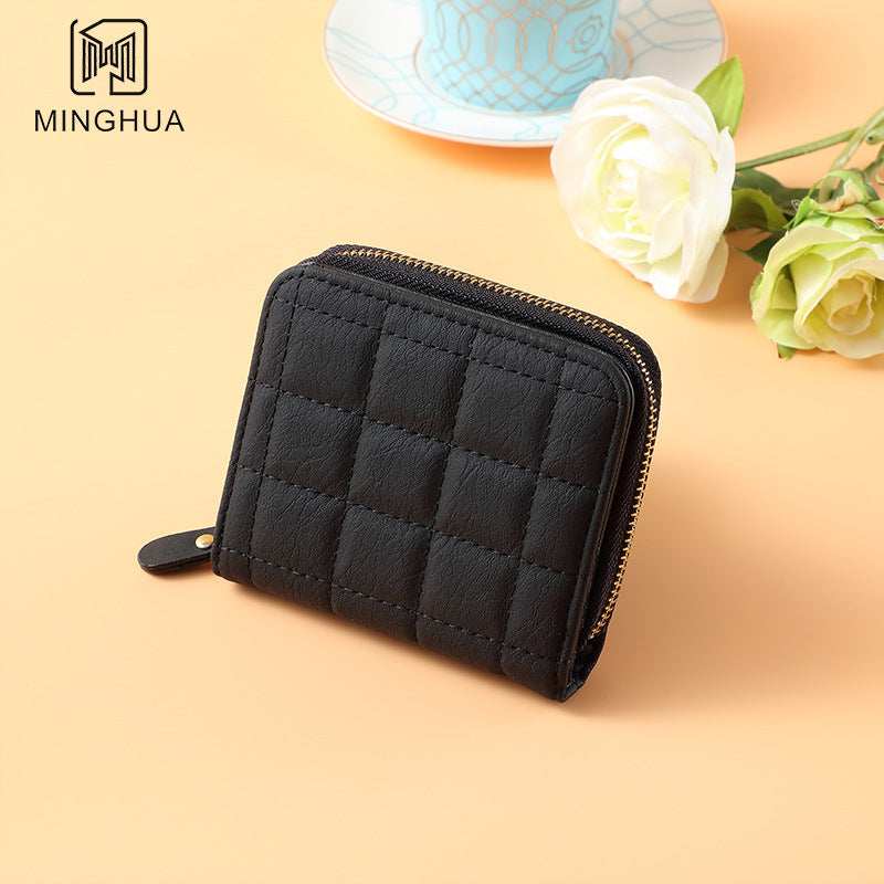 Women's Solid Color Summer Zipper Short Card Holder