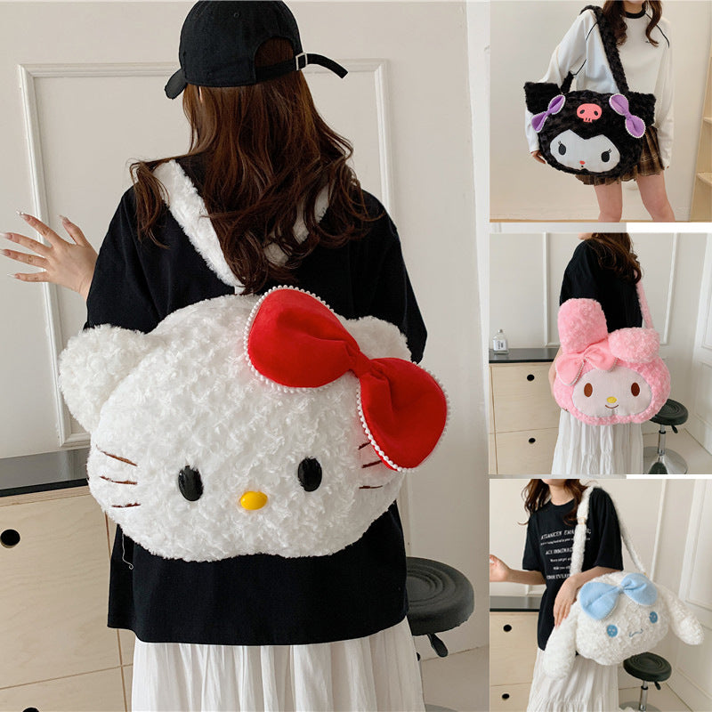 Plush Cartoon Make-up Cute Portable Big Face Street Fashion Cat Bags