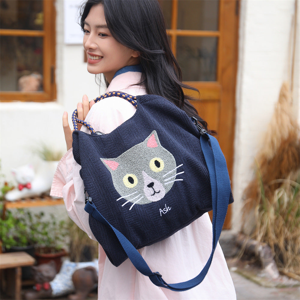 Women's Winter Cartoon Embroidered Fashion Large Capacity Women's Shoulder Bag