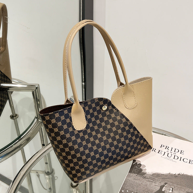 Women's Contrast Stitching Hand Holding Single Handbags