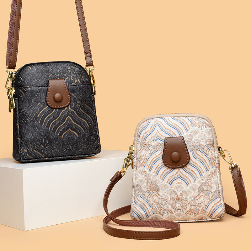 Women's National Style Printed Autumn Mom Mobile Phone Bags
