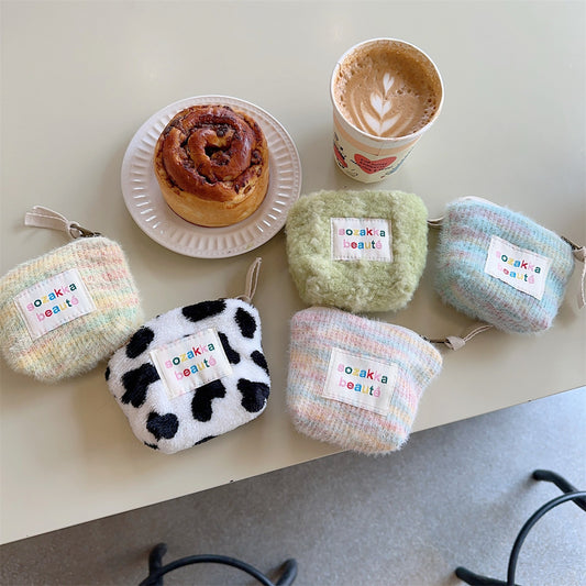 Women's Sized Plush Portable Liner High Cosmetic Bags