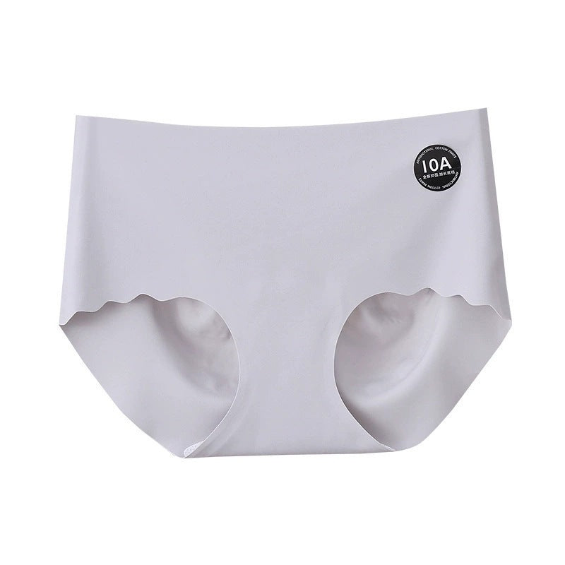 Women's Ice Silk Briefs Mid Waist Traceless Lengthened Crotch Panties