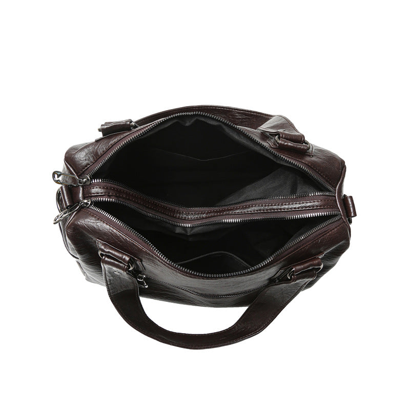 Versatile Retro Large Capacity Soft Leather Simple Business Handbags