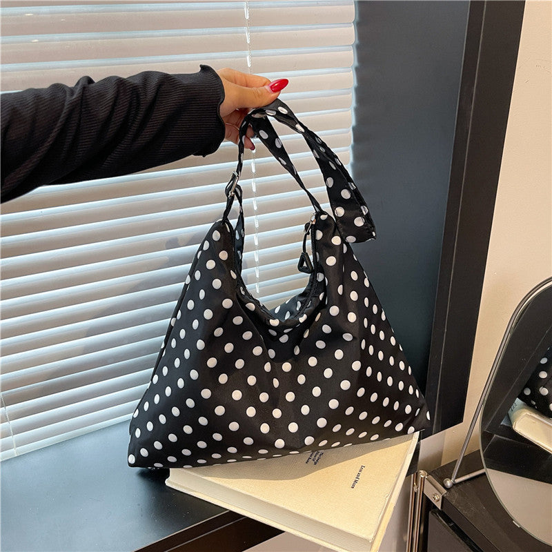 Shivering Dots Trendy Autumn Nylon Cloth Western Style Large Capacity Women's Shoulder Bag