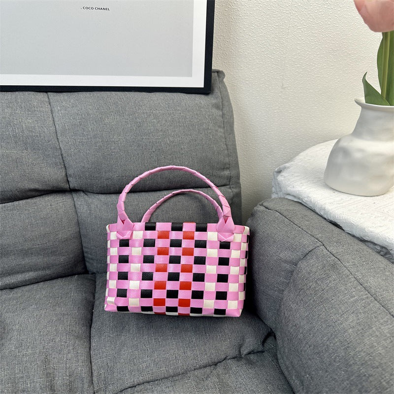 Women's & Children's & Woven Vegetable Basket Beach Colorful Handbags