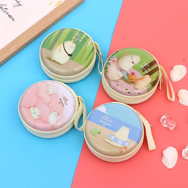 Christmas Round Zipper Cartoon Storage Earphone Coin Purses