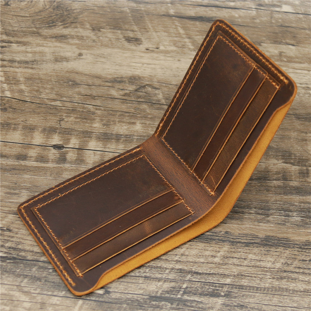 Men's Crazy Horse Leather Genuine Simple Retro Card Holder