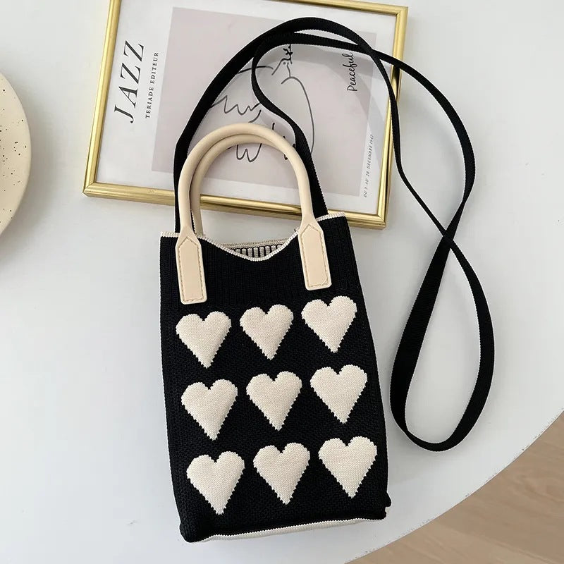 Love Knitted Large Capacity Totes Woolen Handbags