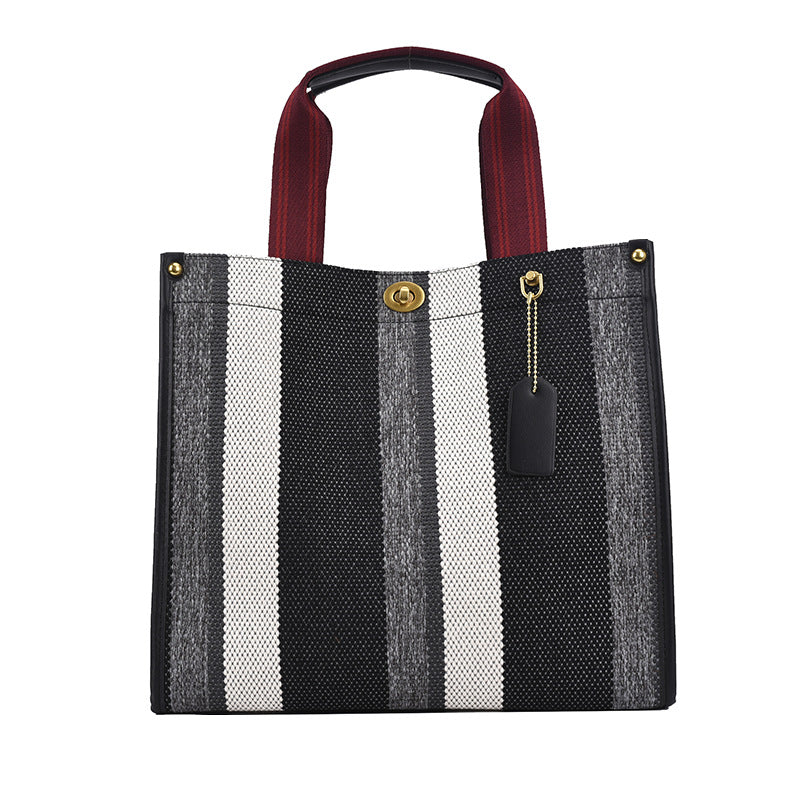Elegant Women's Fashionable Canvas Striped Broadband Handbags
