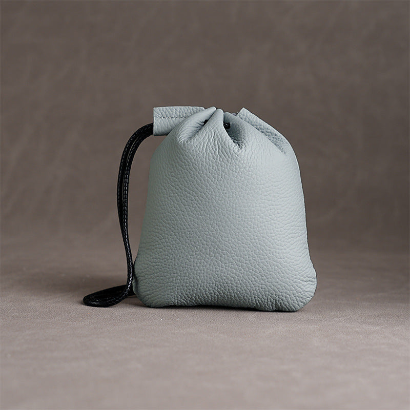 Retro Style Drawstring Pocket Full Cowhide Bags