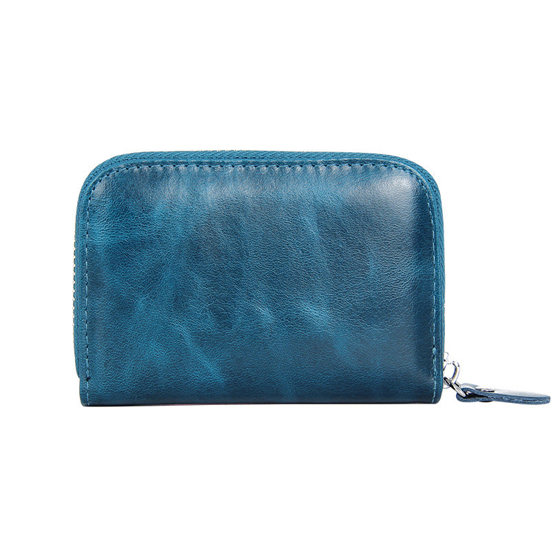 Women's & Men's & First Layer Oil Wax Cowhide Swiping Card Holder