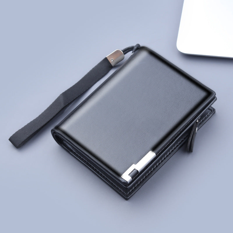 Men's Short Zipper Large Capacity Trifold One-piece Men's Wallets