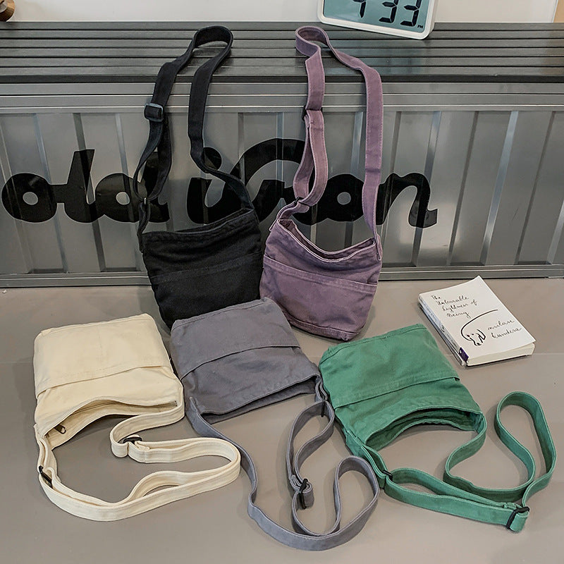 Women's Washed-out Canvas Simple Commute Mori Style Solid Tote Bags