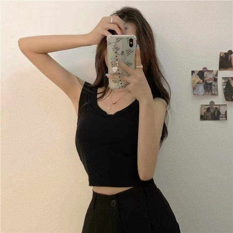 Women's Vest With Chest Pad Fixed Cup Wrapped Outer Wear Tanks Camis