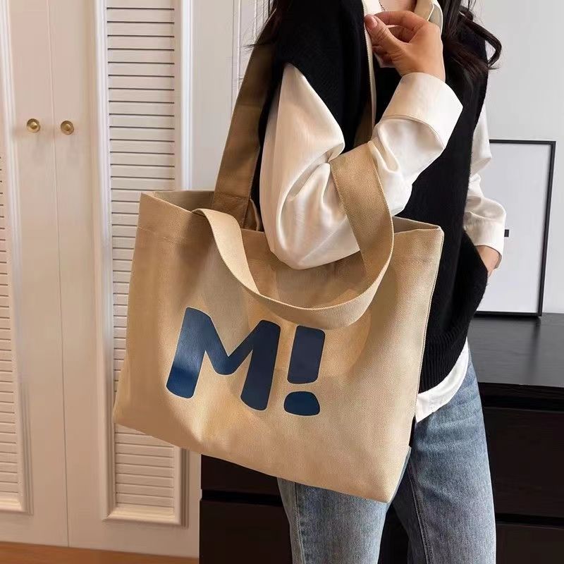 Women's Canvas Large Capacity Solid Supermarket Shopping Simple Bags