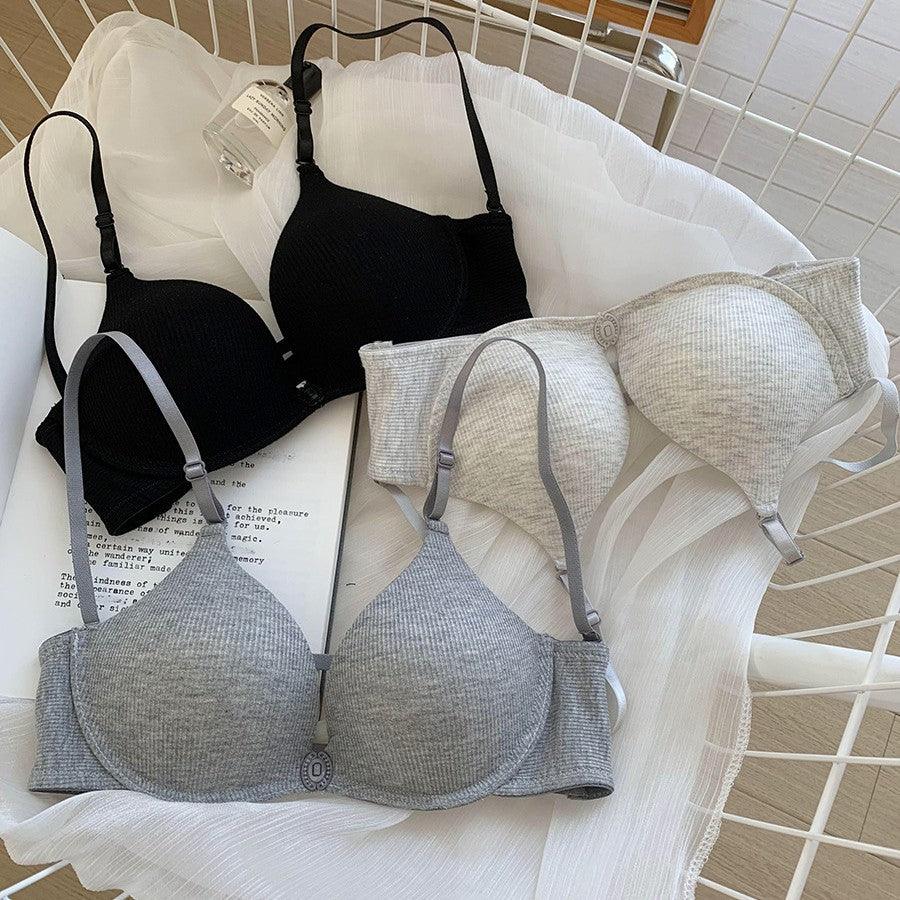 Women's Simple Solid Color Wireless Underwear Small Lingerie Sets