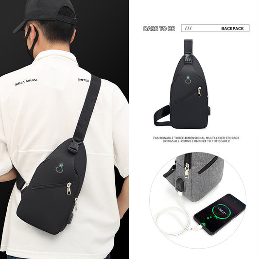 Men's Attractive Waterproof Rechargeable Riding Trend Men's Chest Bags