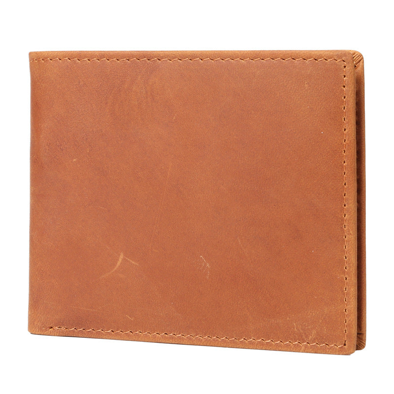 Men's Retro Crazy Horse Leather Sier Horizontal Men's Wallets