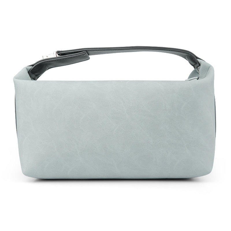 Crazy Horse Leather Large Capacity Portable Wash Makeup Bag