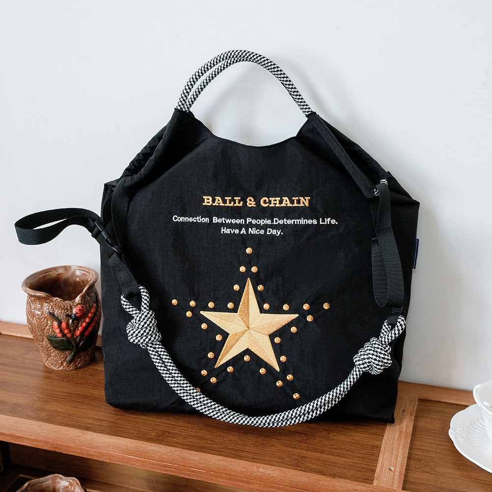 Environmental Protection Embroidery Shopping Nylon Cloth Flower Hand-held Minority Bags