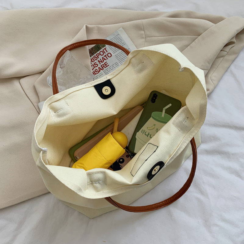 Women's Canvas Large Capacity Magnetic Snap Design Shoulder Bags