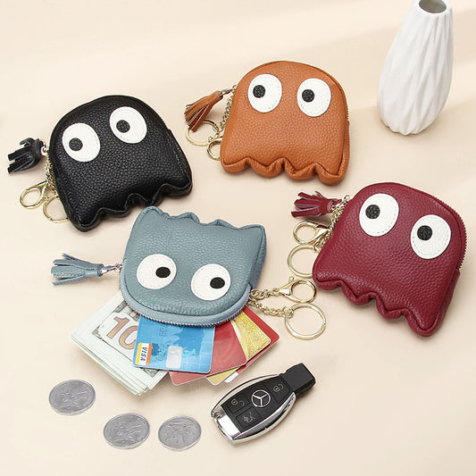 First Layer Cowhide Mini Creative Cartoon Coin Purses