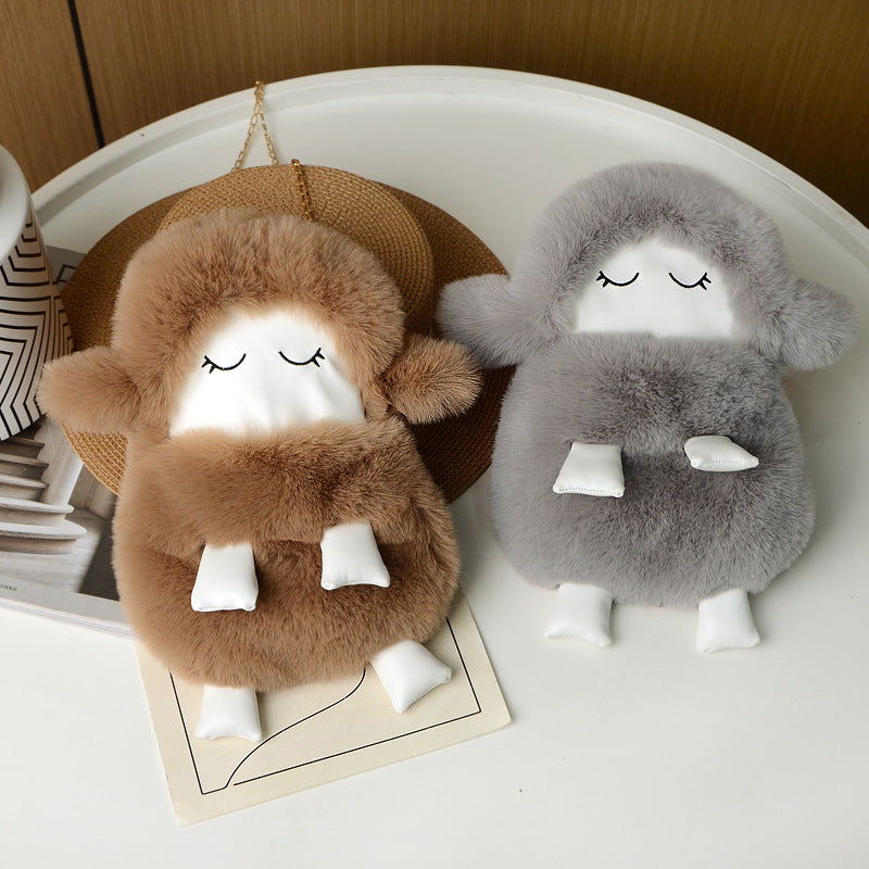 Women's Cute Lamb Fashion Furry Mobile Shoulder Bags