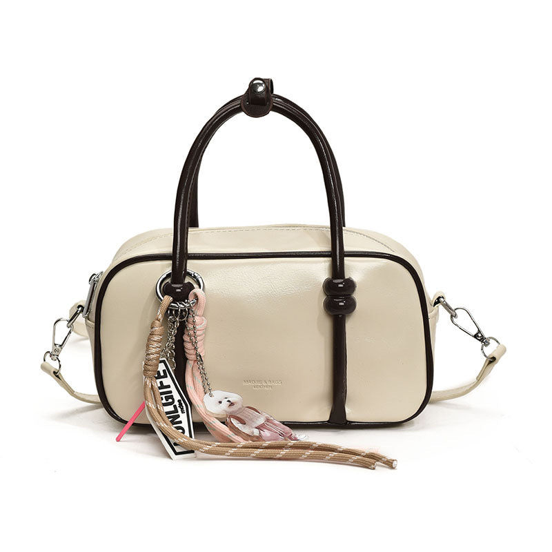 Women's Minimalist Fashion Bowling Color Block Oblique Women's Shoulder Bag