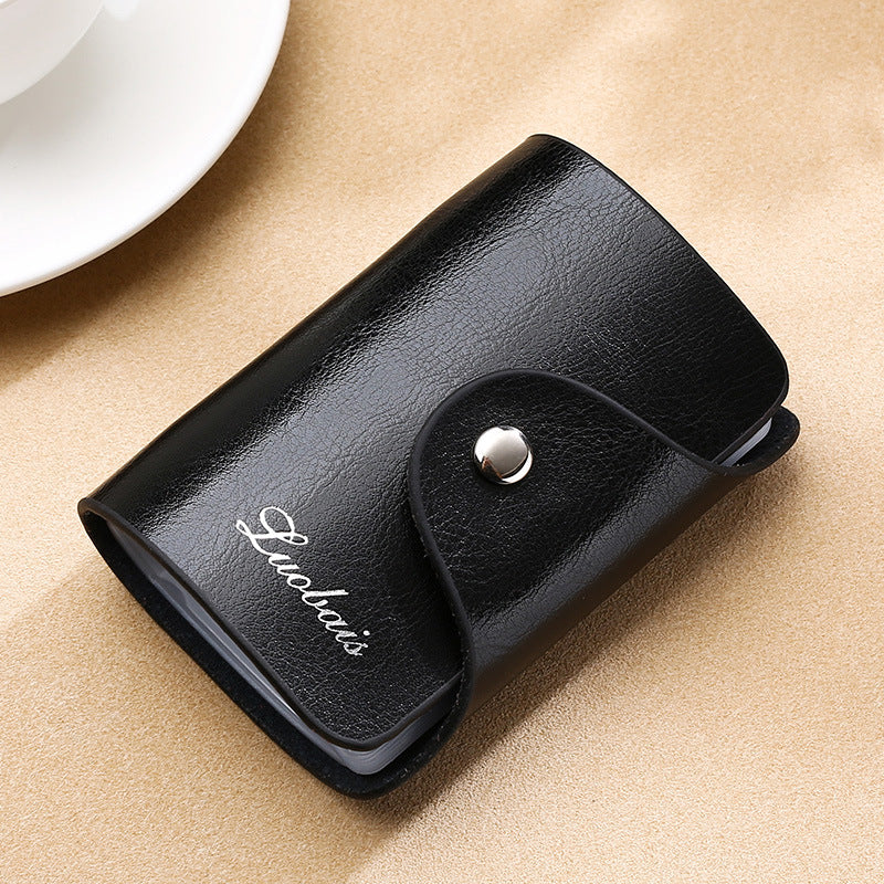 Women's & Men's & Cowhide Oil Wax Leather Bank Card Holder